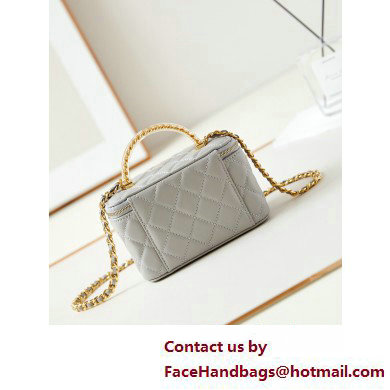 Chanel Lambskin, Resin  &  Gold-Tone Metal Clutch with Chain Bag AP3820 Light Gray 2025